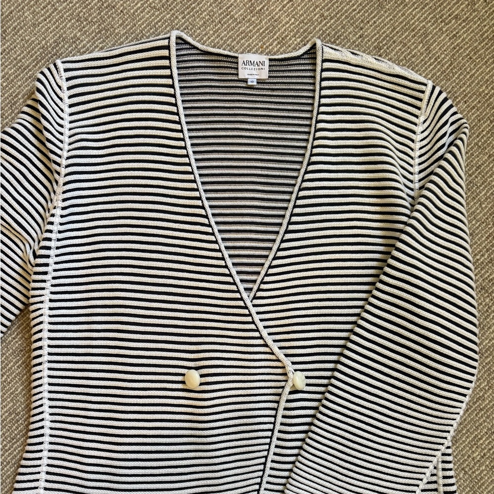 Armani blue and white stripe cardigan